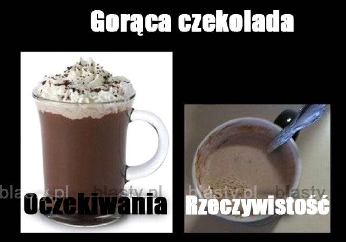 Gorąca czekolada oczekiwania vs rzeczywistość