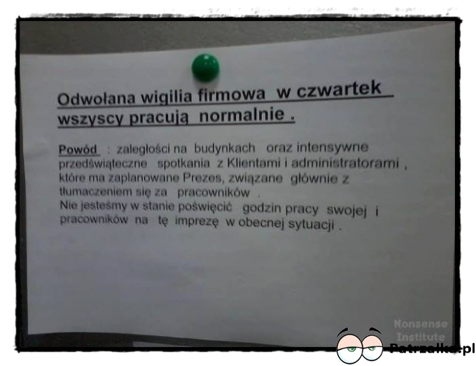 Spotkania wigilijnego nie będzie - dziękujemy