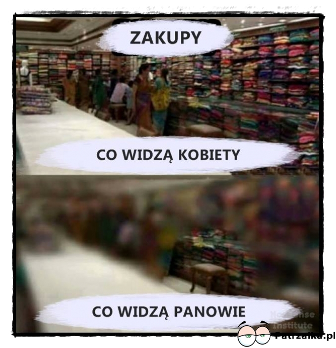 Zakupy co widzą kobiety a co mężczyźni