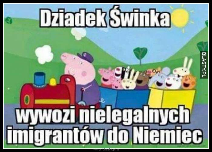 Dziadek świnka wywozi nielegalnych imigrantów do niemiec