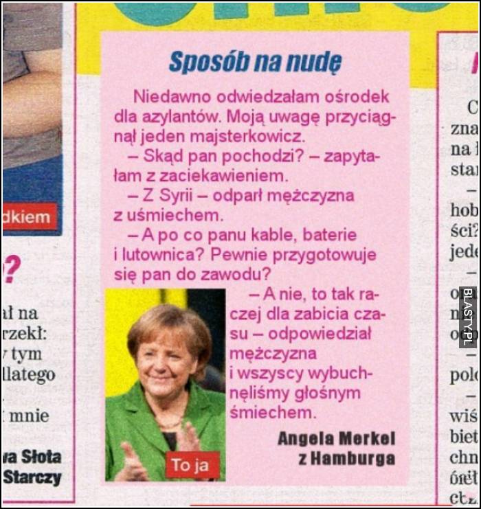 Angela Merker z Hamburga rozmawia z emigrantem