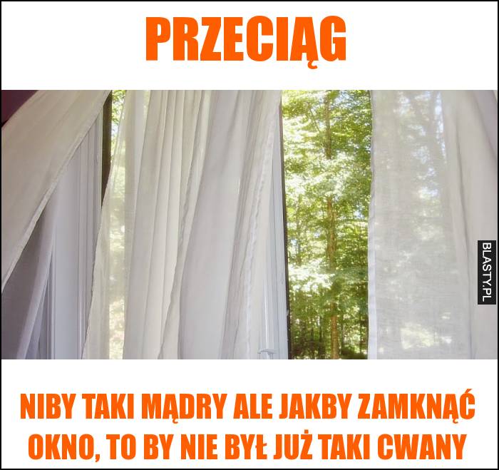 Przeciąg niby taki mądry ale jakby zamknąć okno, to by nie był już taki cwany