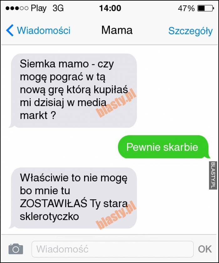 Siemka mamo czy mogę pograć w tą nową grę, którą mi kupiłaś ?