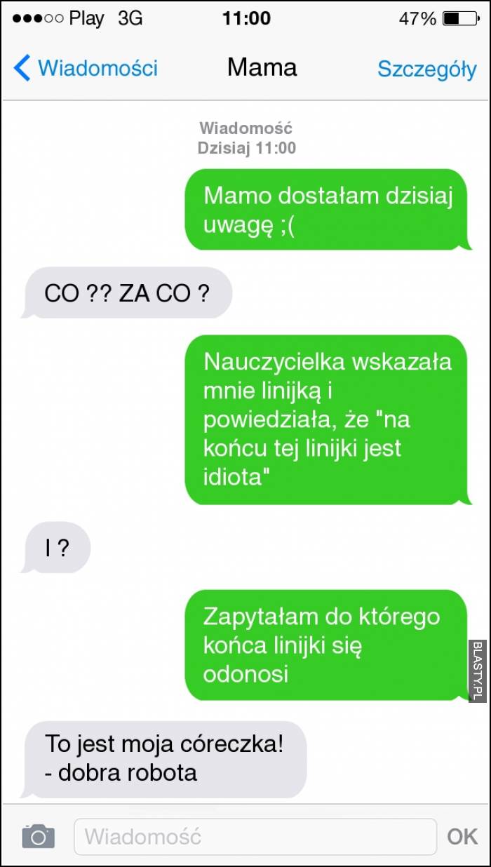 Mamo dostałam dzisiaj uwagę