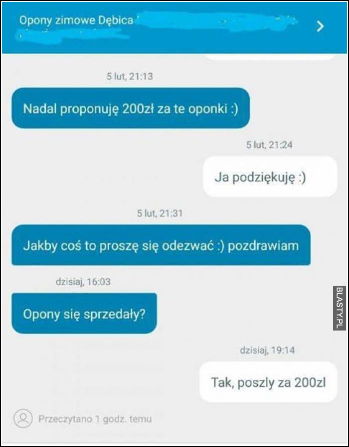 Nadal proponuje 200 zł za oponki