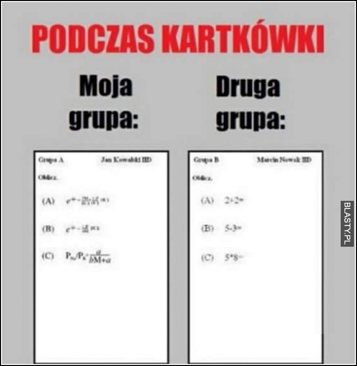 Podczas kartkówki