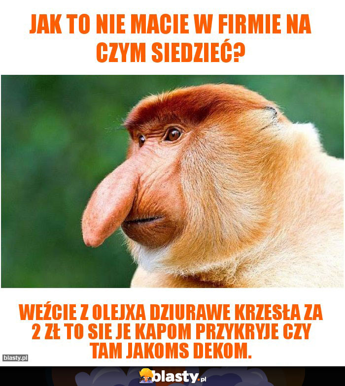 Jak to nie macie w firmie na czym siedzieć?