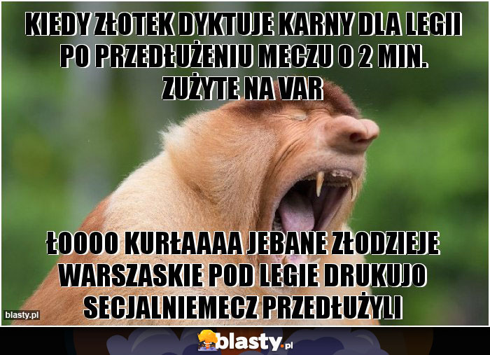 KIEDY ZŁOTEK DYKTUJE KARNY DLA LEGII PO PRZEDŁUŻENIU MECZU 0 2 MIN. ZUŻYTE NA VAR