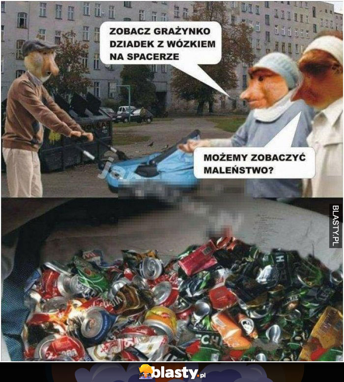 Zobacz grażynko - dziadek z wózkiem na spacerze