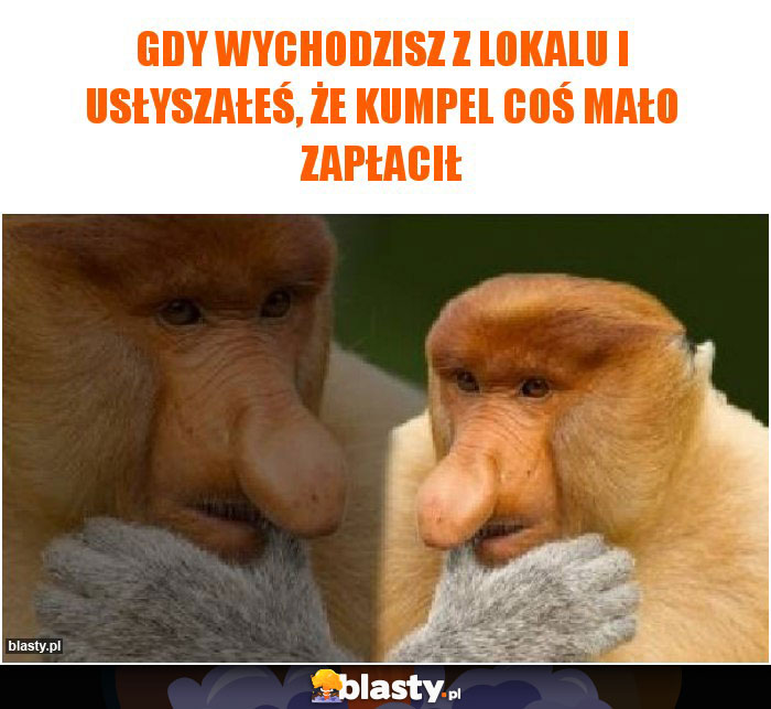 Gdy wychodzisz z lokalu i usłyszałeś, że kumpel coś mało zapłacił