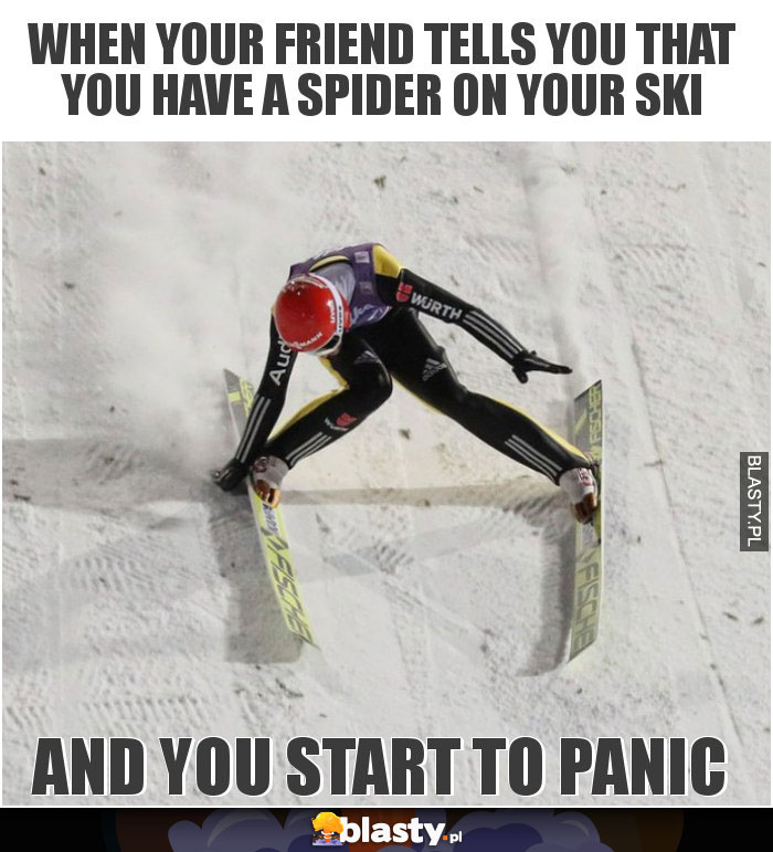 When your friend tells you that you have a spider on your ski