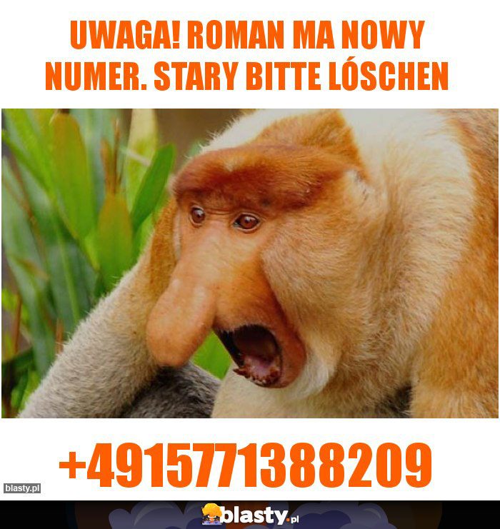 Uwaga! Roman ma nowy numer. Stary bitte lóschen