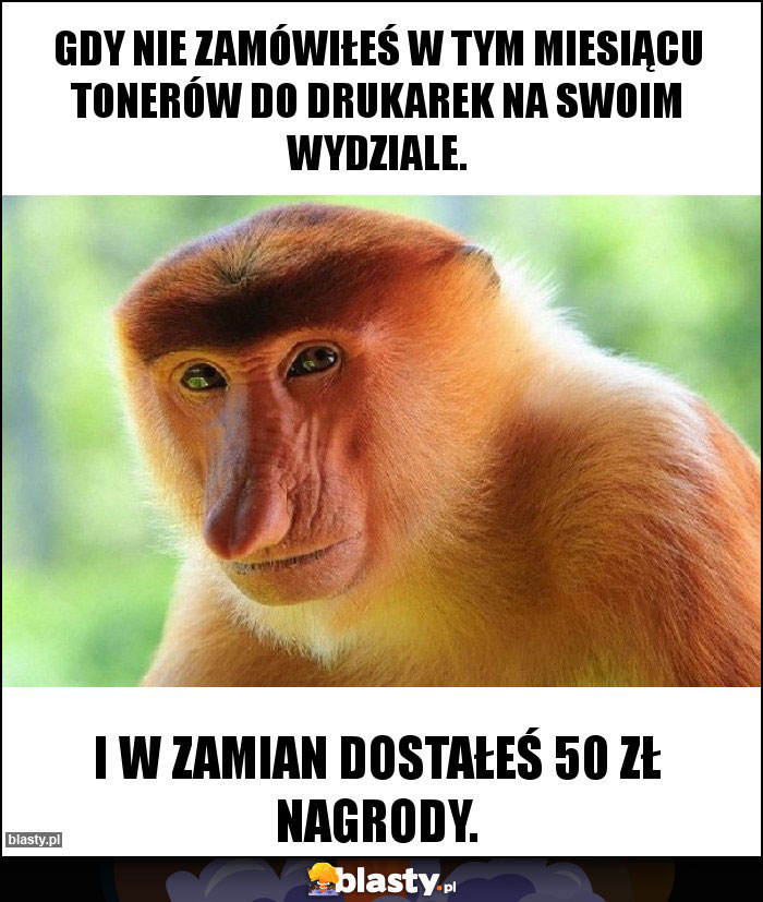 Gdy nie zamówiłeś w tym miesiącu tonerów do drukarek na swoim wydziale.