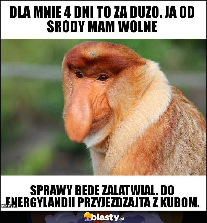 Dla mnie 4 dni to za duzo. Ja od srody mam wolne