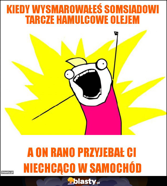 Kiedy wysmarowałeś somsiadowi tarcze hamulcowe olejem