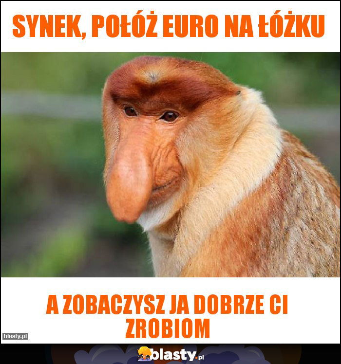 synek, połóż euro na łóżku