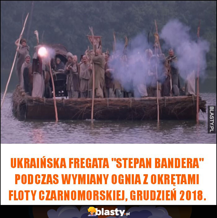 Ukraińska fregata ''Stepan Bandera'' podczas wymiany ognia z okrętami Floty Czarnomorskiej, grudzień 2018.