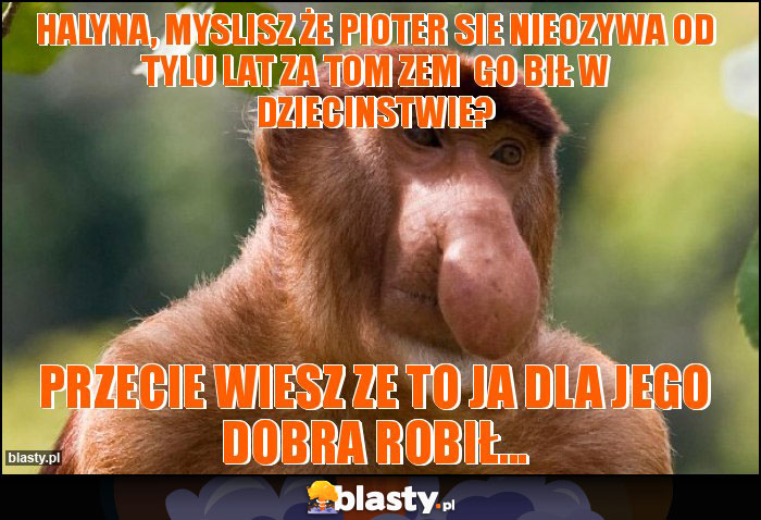 halyna, myslisz że pioter sie nieozywa od tylu lat za tom zem  go bił w dziecinstwie?