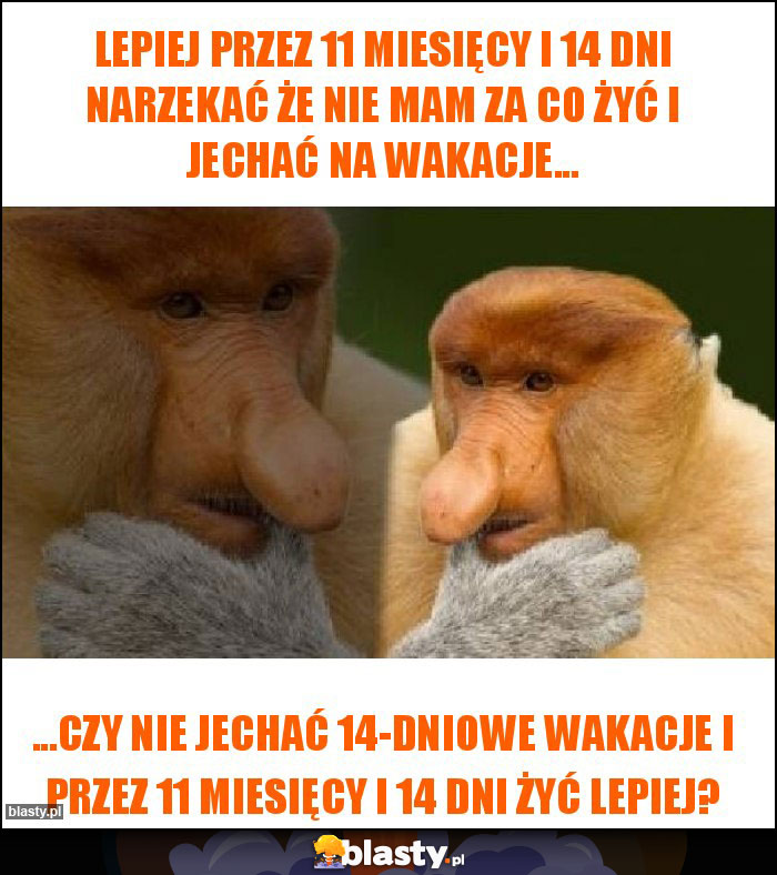 Lepiej przez 11 miesięcy i 14 dni narzekać że nie mam za co żyć i jechać na wakacje...