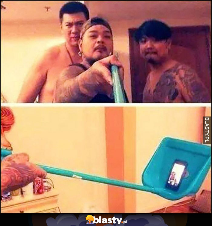 Szufelka zamiast selfie stick kreatywny pomysł