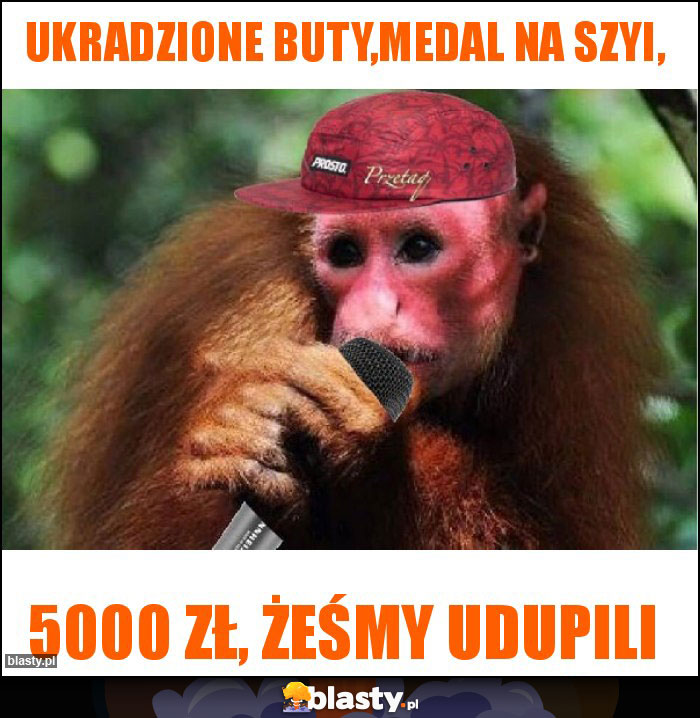 Ukradzione buty,medal na szyi,