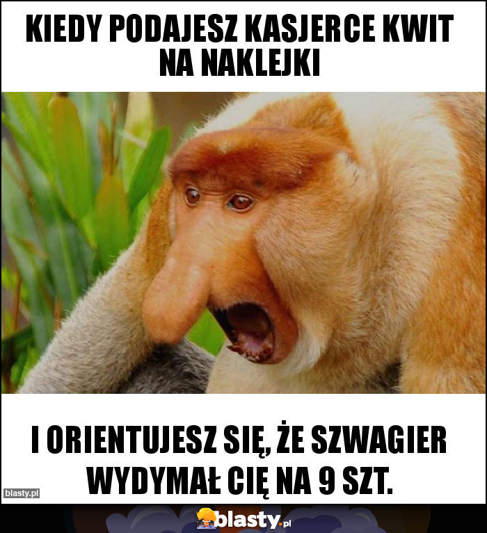 Kiedy podajesz kasjerce kwit na naklejki