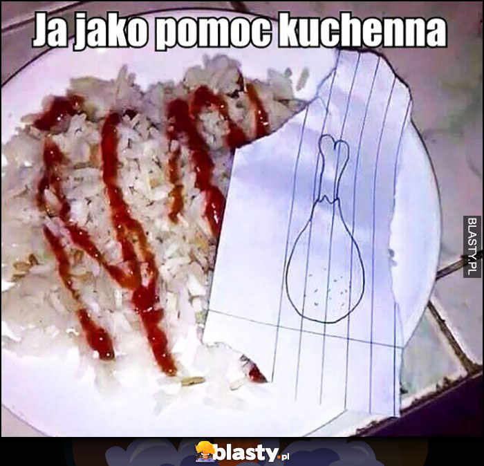 Ja jako pomoc kuchenna rysunek mięsa do obiadu