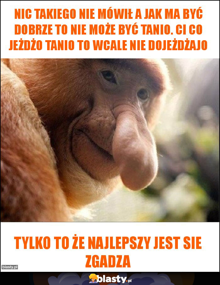 Nic takiego nie mówił a jak ma być dobrze to nie może być tanio. Ci co jeżdżo tanio to wcale nie dojeżdżajo