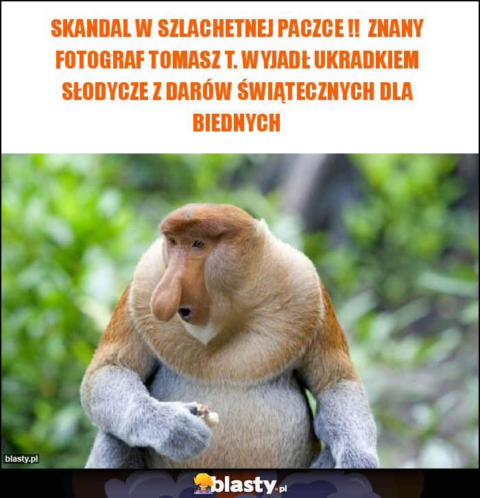 Skandal w szlachetnej paczce !!  Znany fotograf Tomasz T. wyjadł ukradkiem słodycze z darów świątecznych dla biednych