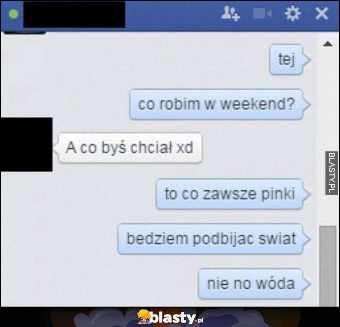 Co robimy w weekend? To co zawsze Pinky, będziemy podbijać świat, nie no wóda