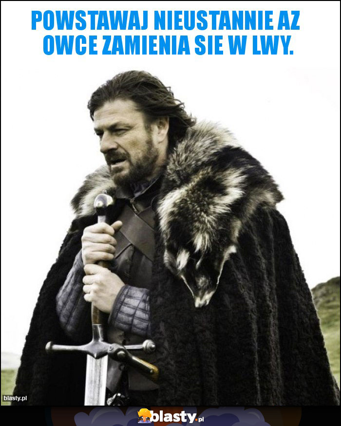 Powstawaj nieustannie az  owce zamienia sie w lwy.