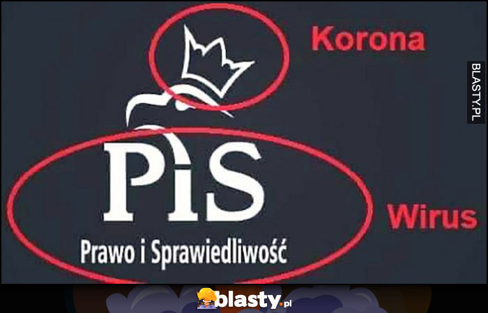 Logo PiS korona wirus - korona i wirus