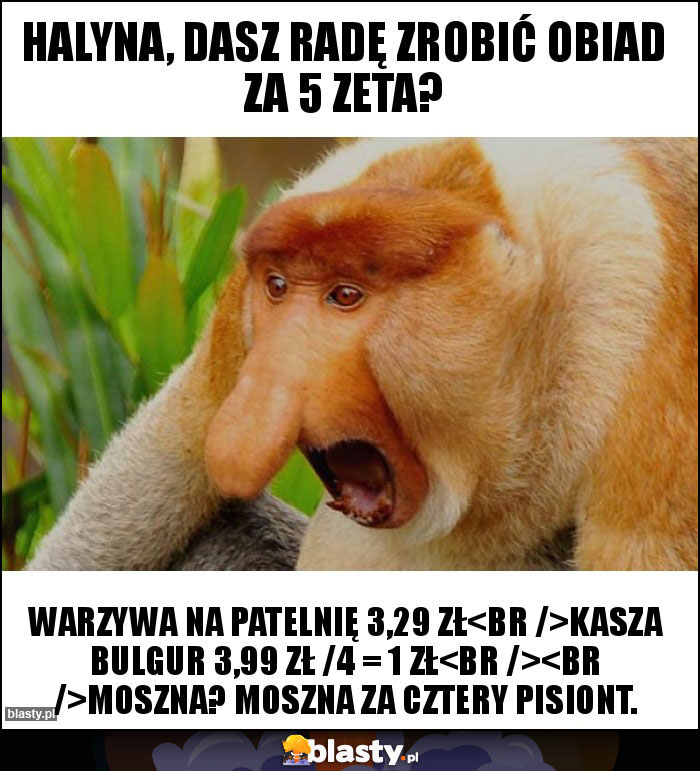 Halyna, dasz radę zrobić obiad za 5 zeta?