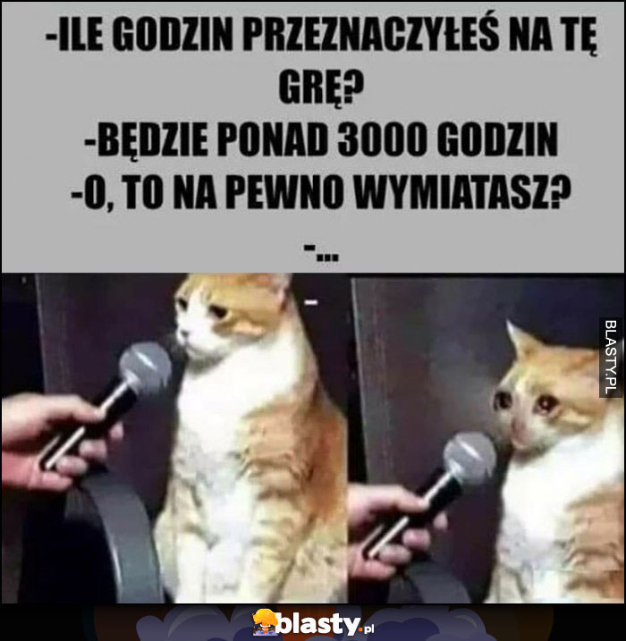 Kot ile godzin przeznaczyłeś na tę grę? Ponad 3000, to na pewno wymiatasz, smutny płacze