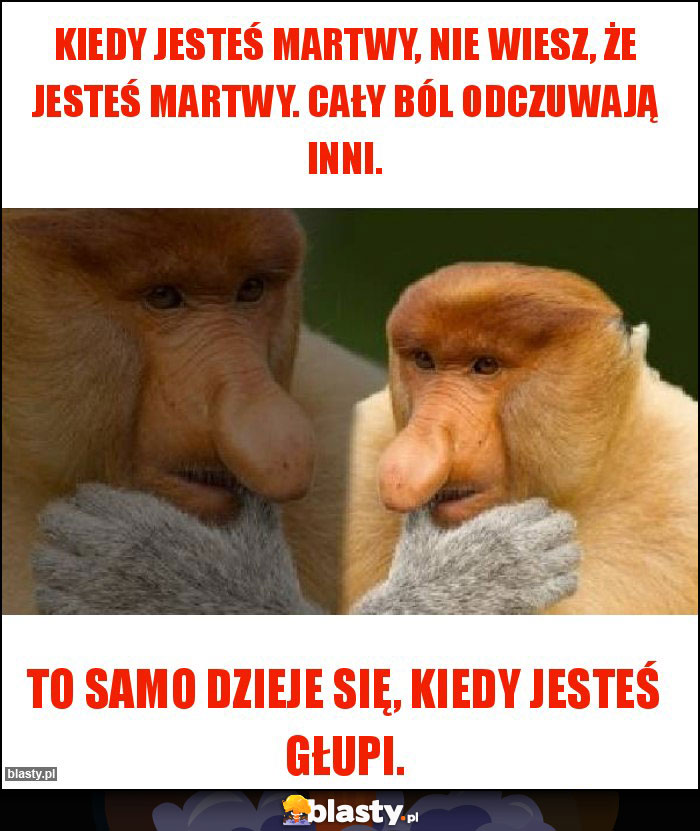 KIEDY JESTEŚ MARTWY, NIE WIESZ, ŻE JESTEŚ MARTWY. CAŁY BÓL ODCZUWAJĄ INNI.