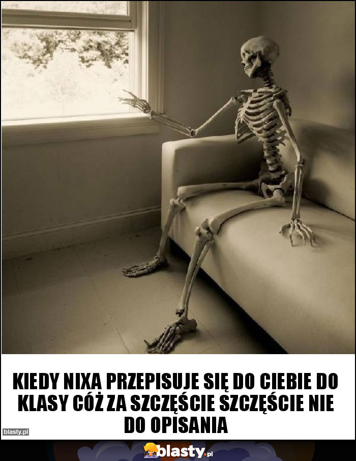 Kiedy nixa przepisuje się do ciebie do klasy cóż za szczęście szczęście nie do opisania