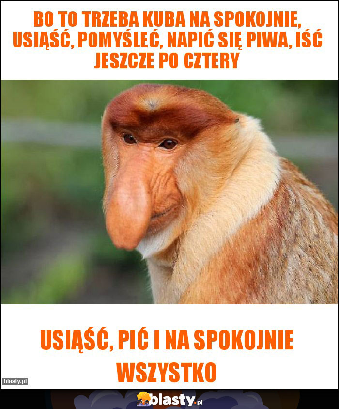 Bo to trzeba Kuba na spokojnie, usiąść, pomyśleć, napić się piwa, iść jeszcze po cztery