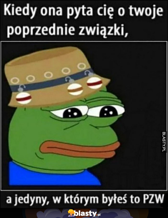 Kiedy ona pyta cię o twoje poprzednie związki, a jedyny w którym byłeś to PZW smutna żaba Pepe