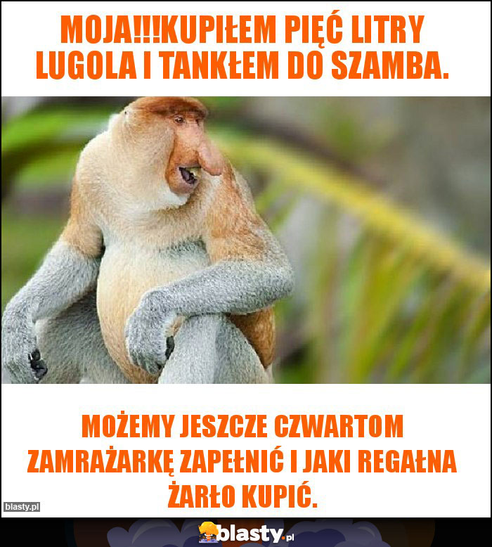 Moja!!!kupiłem pięć litry lugola i tankłem do szamba.