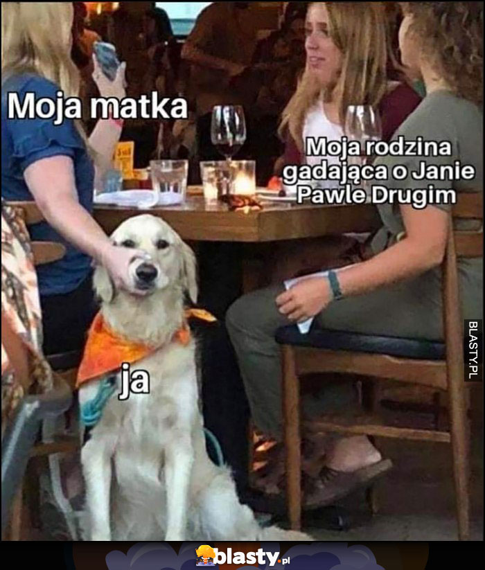 Moja rodzina gadająca o Janie Pawle II, moja matka trzyma mnie za pysk ja