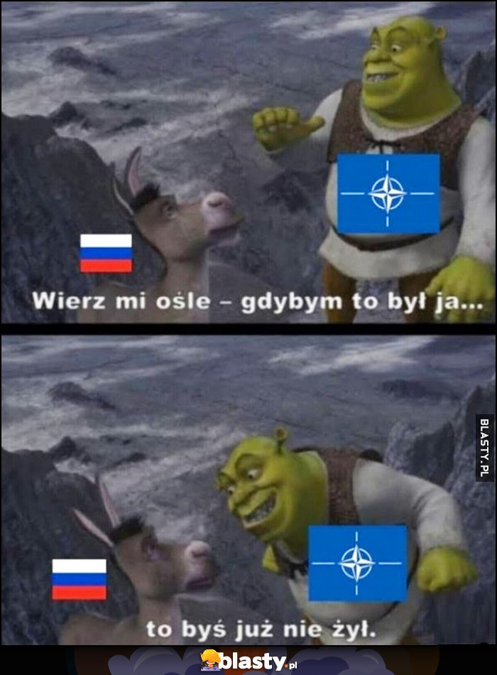 NATO do rosji: wierz mi ośle, gdybym to był ja to byś już nie żył Shrek