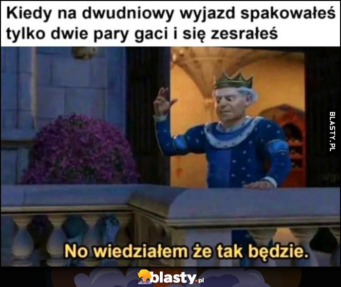 Kiedy na dwudaniowy wyjazd spakowałeś dwie pary gaci i się zesrałeś, wiedziałem że tak będzie