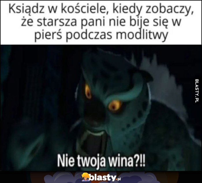 Ksiądz w kościele, kiedy zobaczy, że starsza pani nie bije się w pierś podczas modlitwy: nie twoja wina?