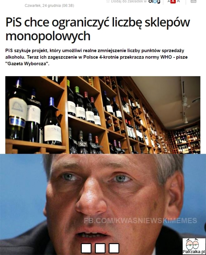 PIS chce ograniczyć liczbę sklepów monopolowych