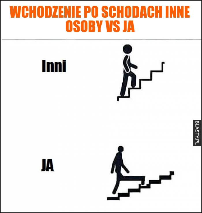 Wchodzenie po schodach inne osoby vs Ja