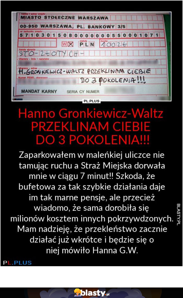 Hanno Gronkiewicz-Waltz PRZEKLINAM CIEBIE DO 3 POKOLENIA!!!