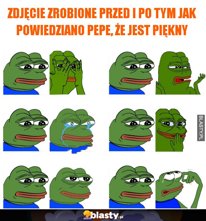 Zdjęcie zrobione przed i po tym jak powiedziano pepe, że jest piękny