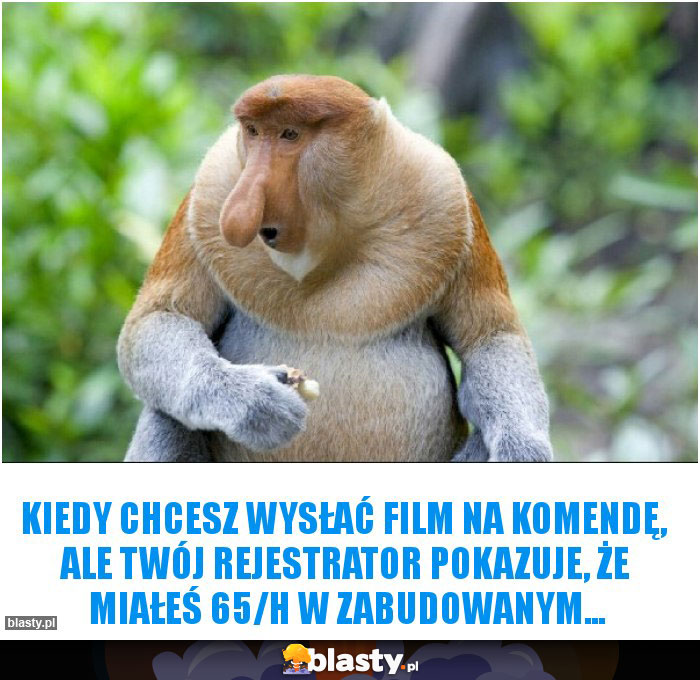 Kiedy chcesz wysłać film na komendę,  ale twój rejestrator pokazuje, że miałeś 65/H w zabudowanym...