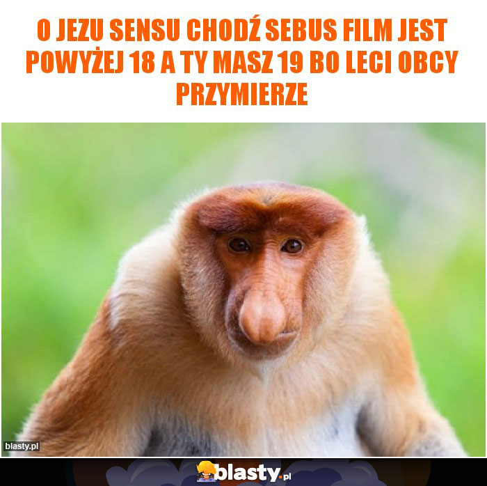 O Jezu sensu chodź sebus film jest powyżej 18 a Ty masz 19 bo leci obcy przymierze