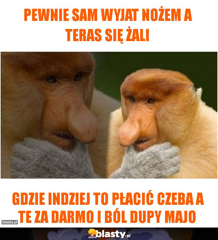 Pewnie sam wyjat nożem a teras się żali